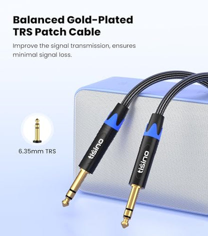 Tisino 1/4 inch TRS Cable, Quarter inch 1/4 TRS Balanced Stereo Audio Cable Male to Male Pro Interconnect Cable Guitar Cable, Nylon Braid - 3 FT - size: 3 feet