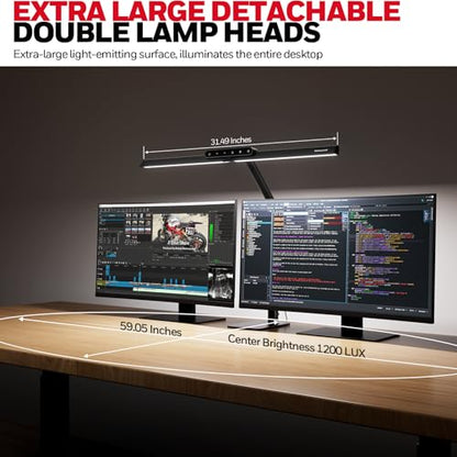 Honeywell LED Desk Lamp with Base - HJ1BK Sunturalux Eye-Caring Architect Desk Lamp for Home Office, 1200LM Computer Desk Light 4 Color Modes Stepless Dimming Task Desk Light with Timer Function Black - style: Black Base