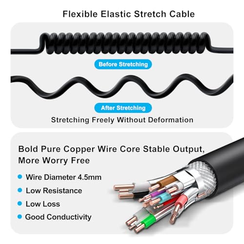 Coiled USB A to B Printer Cable Coiled USB 3.0 Printer Cable Super Speed 5Gbps, for Scanner, External Hard Drives, Multifunction Printers (USB A, 1.5 m) - color: USB A, size: 1.5 m