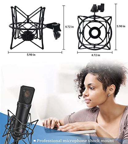 SUUNTOK Microphone Shock Mount Anti-Vibration Mic Holder Spider Recording Mic Shockmount Stand Compatible with Neumann U87 Ai, U89 i and TLM 67 (Black) - style: Black Compatible with U87 Ai