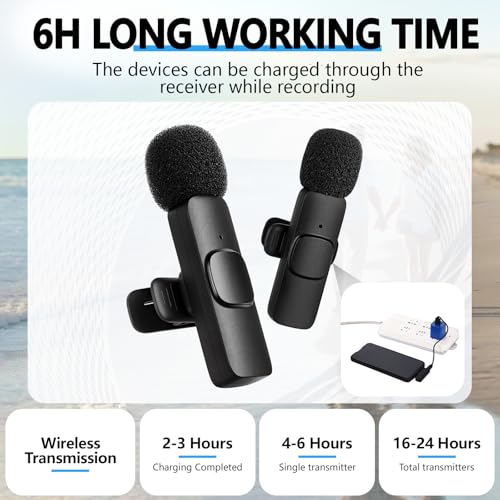 4 Pcs Professional Wireless Lavalier Microphone for Type C Phone Laptop PC K9 Dual Mics 4 Transmitter 2 Receiver Furry Windscreen USB Adapter 2/4 Person Video Mic for Vlog Interview Podcast