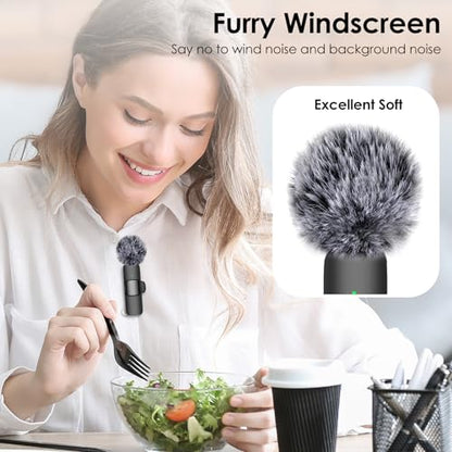 Mini Wireless Furry Windscreen & Foam Cover Set for Lavalier Microphone, Wind Muff Foam Mic Cover with Clip to Reduce Plosive and Better Highlight the Vocals, Washable and Windproof Wind Screen(9 Pcs)