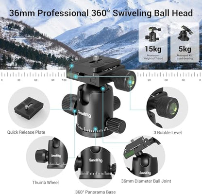 SmallRig CT-20 Camera Tripod, 78.7" Foldable Aluminum Tripod & Monopod, 360°Ball Head Detachable, Payload 33lb (200cm/78.7") - style: 78.7"