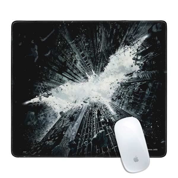 Skinit 12.6” x 11” Batman Dark Knight Rises Gaming Mouse Pad, Large for Desk Setup, Anti-Slip Rubber Base, Smooth Low-Friction Surface, Precision Stitched Edges - color: Black - BATMNX07, size: 12.6" x 11"