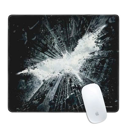 Skinit 12.6” x 11” Batman Dark Knight Rises Gaming Mouse Pad, Large for Desk Setup, Anti-Slip Rubber Base, Smooth Low-Friction Surface, Precision Stitched Edges - color: Black - BATMNX07, size: 12.6" x 11"