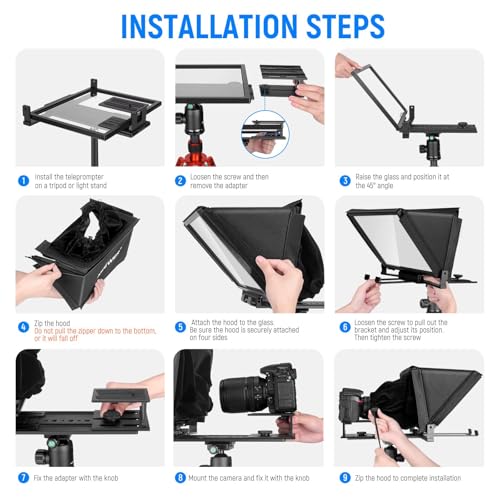 NEEWER X12 14 inch Aluminum Alloy Teleprompter for iPad Tablet Smartphone DSLR Cameras with Remote Control, Carry Case, APP Compatible with iOS/Android for Online Teaching/Vlogger/Live Streaming - style: X12