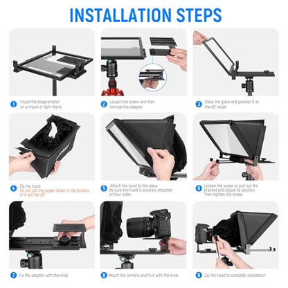 NEEWER X12 14 inch Aluminum Alloy Teleprompter for iPad Tablet Smartphone DSLR Cameras with Remote Control, Carry Case, APP Compatible with iOS/Android for Online Teaching/Vlogger/Live Streaming - style: X12