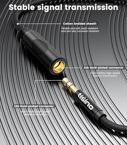 Tisino 1/4 to 3.5mm Adapter, 1/4" Female to 1/8" Male Stereo Audio Adapter for Headphone, Amplifiers, Guitar, Amp etc. - 1ft/30cm - size: 1 feet
