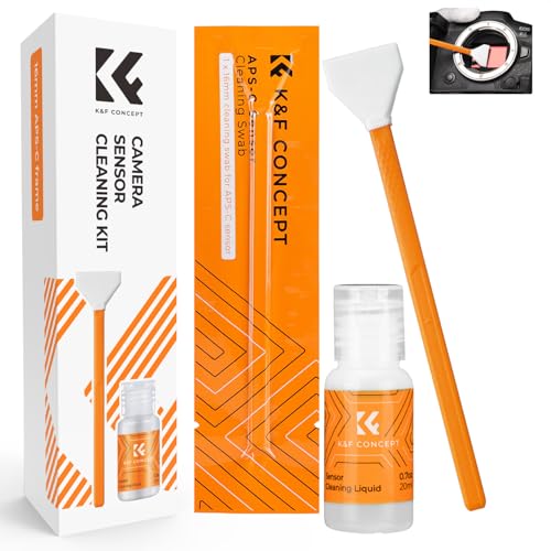 K&F CONCEPT Camera Cleaning Kit16mm APS-C Frame Sensor Cleaning Swab*6 + 20ml Sensor Cleaner, DSLR SLR Digital Camera CMOS Cleaning Compatible with Nikon Sony Canon Camera Clean - size: 16mm