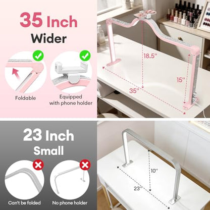 Arch Half Moon Light - Nail Lamp for Desk Foldable Nail Tech Light | Professional 34 inch 420 LED Beads Adjustable Brightness 3 Color Temperature for Manicure Crafting (Pink) - color: Pink