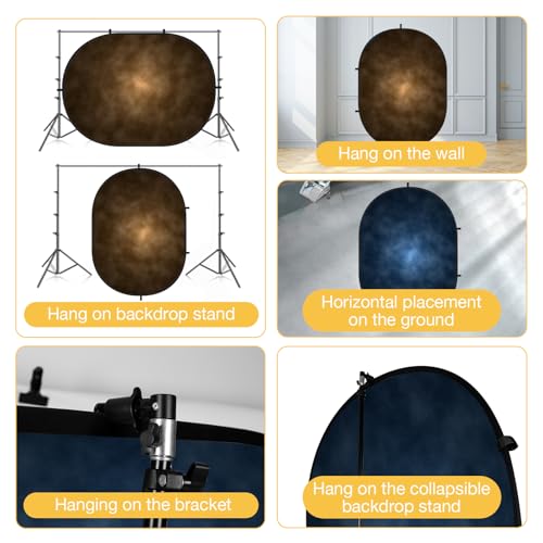 Kate Collapsible Backdrop for Photography Dark Blue&Brown Pop Up Photo Backdrops Portable Background for Portrait, Live Streaming, 5x6.5ft