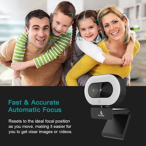 NexiGo StreamCam N930E with Software, 1080P Webcam with Ring Light and Privacy Cover, Auto-Focus, Plug and Play, Web Camera for Online Learning, Zoom Meeting Skype Teams, PC Mac Laptop Desktop - style: Webcam with Light