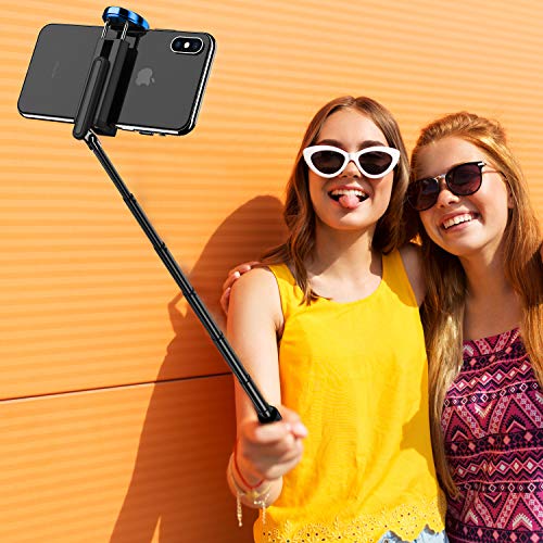 ATUMTEK Selfie Stick Tripod, 3-in-1 Extendable Aluminum Phone Tripod with Detachable Bluetooth Remote, Compatible with iPhone 17/16/15/14/13/12/11/11 Pro/XS Max/XR and Samsung Smartphones, Blue - color: Blue