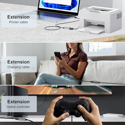 USB 3.0 Extension Cable 16.4ft,5Gbps USB Extension Cable A to A USB Extension Cable for USB Stick,Card Reader,Keyboard,Printer,Scanner,Camera,Mouse,Headset,u-s-B Hub,Printer,Webcam,PS5/4