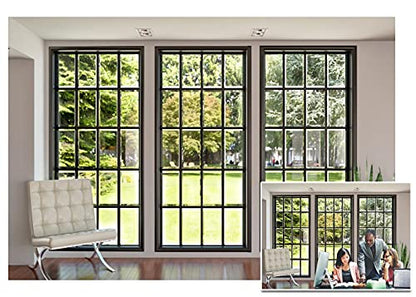 AOFOTO 6x4ft Business Office French Sash Window Backdrop Living Room Sofa Plant Photography Background Interior Casement View of Backyard Work at Home Video Calls Decoration Photos Prop Vinyl - size: 6x4ft