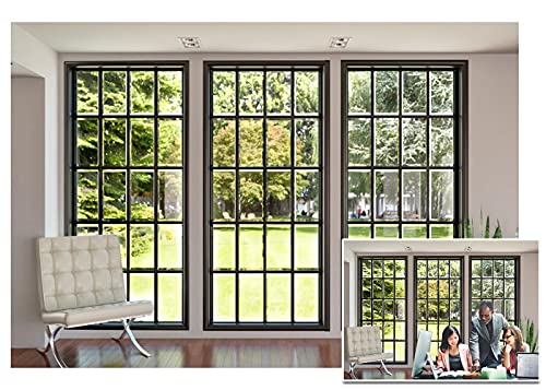AOFOTO 8x6ft Business Office French Sash Window Backdrop Living Room Sofa Plant Photography Background Interior Casement Work at Home Modern Flat Furniture Apartment Decoration Residence Villa Props - size: 8x6ft