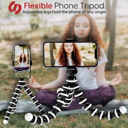 Acuvar 10" Octopus Flexible Tripod for iPhone Android and Camera with Screw Quick Release Plate, Universal Phone Tripod, Mount Wireless Camera Remote Shutter Live Streaming Content Creator Essentials - style: Tripod + Phone Holder + Remote