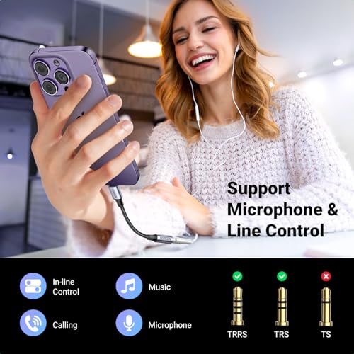 UGREEN Headphone Adapter for iPhone Lightning to 3.5mm Adapter Apple MFi Certified Lightning Aux Audio Jack Dongle Compatible with iPhone 14 Pro Max/14 Plus/13 12 11 Pro Max/SE/XS, Grey - color: Grey