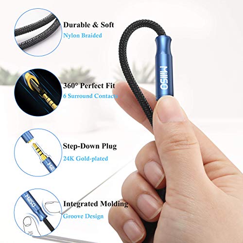 MillSO 3.5mm 4 Pole TRRS Audio Splitter Cable Nylon Braided Stereo Aux Splitter for 2 TRRS Headset to PC Laptop PS4 Xbox Smartphone - 1 FT - size: 1 Feet - Braided