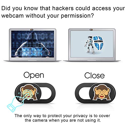 SIREG Webcam Cover Ultra Thin - Web Camera Cover fits Laptop,Tablet,Computer, Smartphone, Protect Your Privacy and Security,Strong Adhesive (Monkey-Black & 3 Pack) - color: Monkey-Black & 3 pack