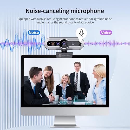 2K Webcam with Windows Hello, 2K 5MP 84°FOV USB Webcam with Noise-reducing Mic, Face Unlocked, Built-in Privacy Cover, Plug and Play, Wide Compatibility for Personal Meetings, Video Calls - color: Silver