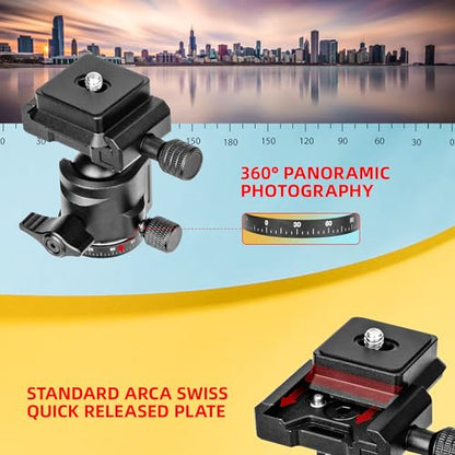 Zeadio Heavy Duty Metal Tripod Kit with Arca Ball Head - Universal Phone Vlogging Kit, Cell Phone Stand & Travel Tripod for iPhone/Android, Camera, Gimbal, Action Cam etc - style: With Arca Ball Head