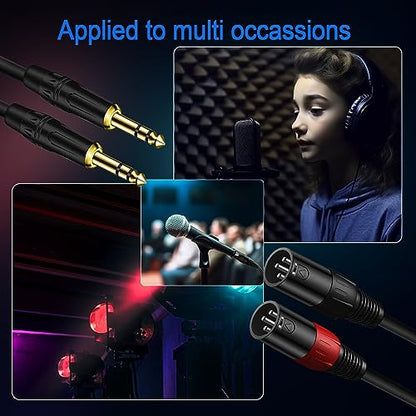 LanSenSu XLR to 1/4 TRS Stereo Adapter,XLR Male to 1/4 Inch (6.35mm) Stereo Balanced Microphone Stereo Audio Converter AdapterCable 2Pack- 11.8inch - size: 6.35mm to XLR Male-11.8in
