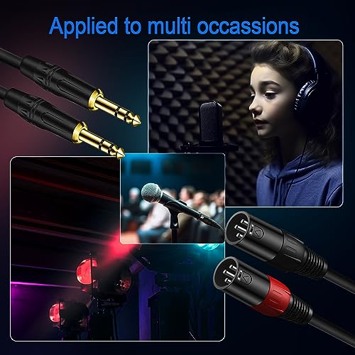 LanSenSu XLR to 1/4 TRS Stereo Adapter,XLR Male to 1/4 Inch (6.35mm) Stereo Balanced Microphone Stereo Audio Converter AdapterCable 2Pack(6.35mm to XLR Male-10ft) - size: 6.35mm to XLR Male-10ft