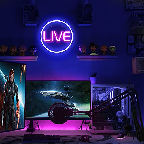 Lumoonosity Live Neon Sign - Blue&Pink LED On Air Light for Streamers/Influencers/Gamers - Streaming/Recording Live Neon Signs for Studio, Game Room, Bedroom - style: LIVE