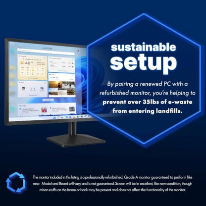 Dell Optiplex Computer PC w/RGB Lighting | Windows 11 Pro | Ultra Fast Intel i5-8500 | 16GB RAM 1TB SSD | New Dual 24" LCDs | RGB Speakers + Webcam | 5G WiFi + BT (Renewed) - style: Office Dual LCD Bundle
