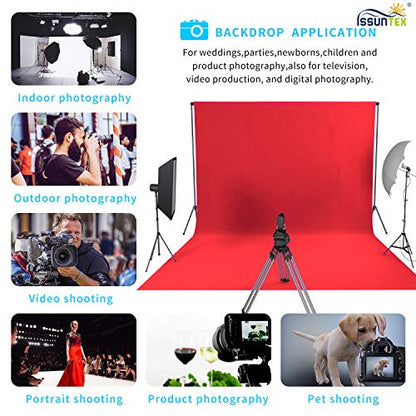 ISSUNTEX 6X9 ft Background Muslin Backdrop, Photo Studio, Collapsible High Density Screen for Video Photography and Television-Red - color: Red, size: 6X9 ft