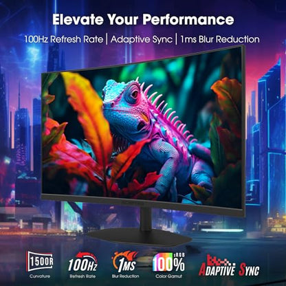 Sceptre Curved 24-inch Gaming Monitor 1ms 100Hz 1500R DisplayPort HDMI X2 Eye Care 100% sRGB Build-in Speakers, Machine Black 2025 (C248W-FW100T Series) - style: 24" Curved 100Hz DisplayPort HDMI