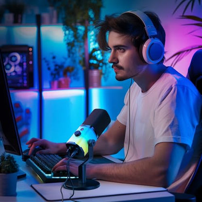 MAONO PD100X USB/XLR Dynamic Microphone for PC, Computer Mic for Gaming Streaming Podcasting, with Mute Button, RGB, Smart Software,Noise Reduction (Desktop Stand Version, RGB) - color: RGB, style: Desktop Stand Version