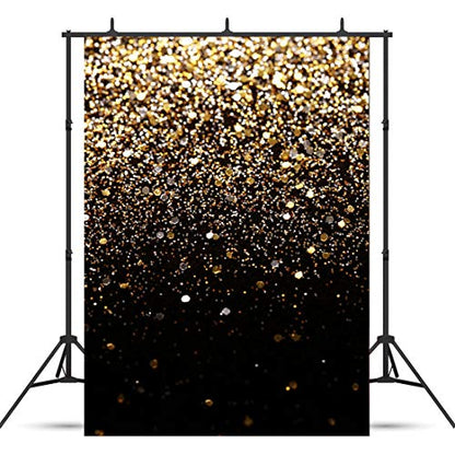 Black and Gold Backdrop Golden Glitter Backdrop for Photography Wedding Birthday Baby Shower Party Photo Studio 5x7FT 11412 - color: Gold, size: 5x7FT