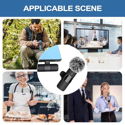 Lavalier Microphone - Wireless Lapel Microphone | Noise-Cancelling Mini Wireless | Portable Clip On Neck Sound Recorder for Podcasting Interviews Vlogging Studio