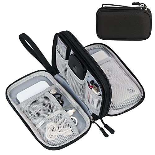 FYY Travel Cable Organizer Pouch Electronic Accessories Carry Case Portable Waterproof Double Layers All-in-One Storage Bag for Cord, Charger, Phone, Earphone Black - color: Black, style: Small
