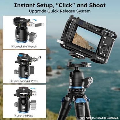 SIRUI Mini Tripod with 360° Panoramic Ball Head, Tabletop Travel Tripod for Camera, Quick Release System, Max Load 33lbs/15KG, Max Height 16.7”, AM-203+KS-5 (AM-203+KS-5) - size: AM-203+KS-5