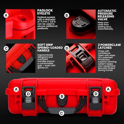 NANUK 910 Hard Case with Customizable Cubed Foam, IP67 Waterproof, Dustproof and Impact Resistant, 14.3” x 11.1” x 4.7”, Rugged Construction for Ultimate Protection, Made in Canada – Red - color: Red, style: Cubed Foam