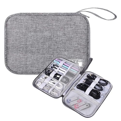 Organizer Case Small Electronic Devices USB Charger Accessories Mouse Phone Cable SD Power Bank Earphone - color: Medium-Grey