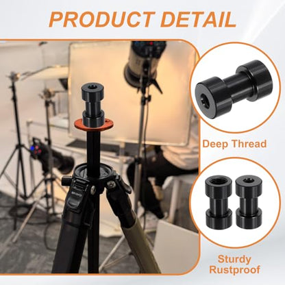 PATIKIL Camera Spigot Screws Converter 1/4" to 3/8" Female to Female, 3 Pack Tripod Screws Adapter Spigot Stud for Light Stand Hot Shoe Cold Shoe Adapter Ball Head Flash, Black