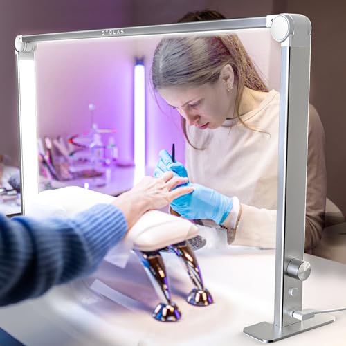 STOLAS Nail Tech Lamp for Desk, 4000K-6000K Dimmable LED Manicure Lamp, Desk Light for Nail Tech-Silver - color: Silver