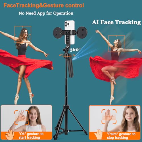70.9” Auto Face Tracking Tripod for iPhone Anriod Phone,Vlogging Kit | Content creator essentials,with light , 360 rotatable tripod, with wireless microphone and remote - style: With T20 Mic