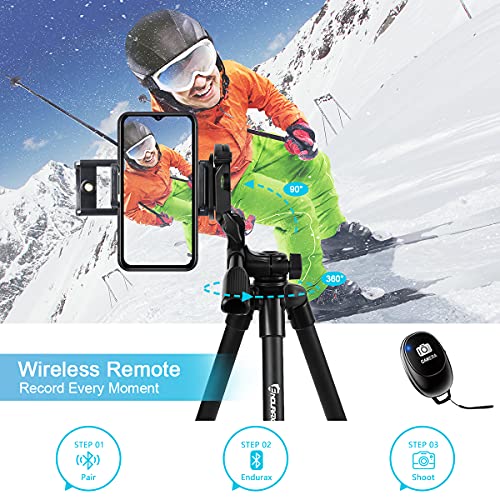 Endurax 60'' Camera Tripod Camera Stand for Canon Rebel Eos Nikon DSLR, Travel Tripods for Phone Tablet with Remote Black - style: With Quick Release Plate-Black