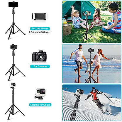UBeesize 67'' Phone Tripod Stand & Selfie Stick Tripod, All in One Professional Tripod, Cellphone Tripod with Wireless Remote and Phone Holder, Compatible with All Phones/Cameras,Load capacity: 1.5 Kg - color: Black, size: 67-in