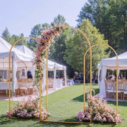 Toolterritary Set of 3 Metal Arch Backdrop Stand with Cover Set, (7.2FT, 6.6FT, 6FT Wedding Arch and Cover Set), Backdrop Arch for Party, Baby Shower, Birthday, and Graduation Ceremony - color: White, size: 7.2ft+6.6ft+6ft