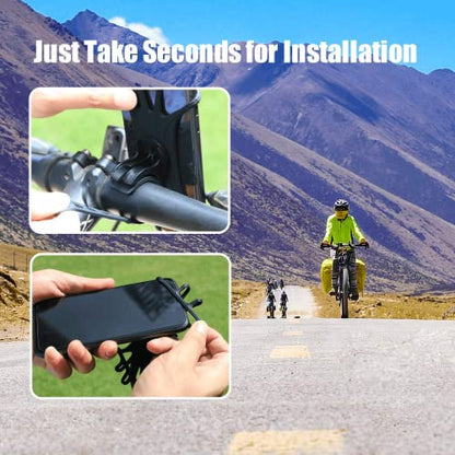 Bike Phone Mount - Universal Silicone Cellphone Holder - Adjustable Road Mountain Bicycle Handlebar Rack Clamp Accessories for iPhone 17 16 15 14 13 Pro Max Plus Air for Scooter Stroller - color: Bike Phone Mount