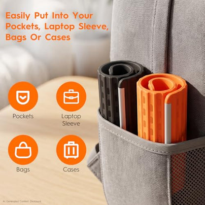 2 Pack Adjustable Foldable Silicone Phone Stand, Universal Bendable Cell Phone Tablet Holder, Portable Anti-Slip Desk Bed Phone Mount for Travel Home Office(Orange/Black) - color: Mixed