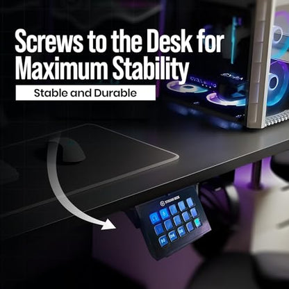 Under Desk Stream Deck Mount for Streaming Setup - Live Streaming & Gaming Equipment for MK1 & MK2 Controller Holder with 4 Screws, Content Creators, Streamers & Gamers' Desk Must-Haves - White - color: White