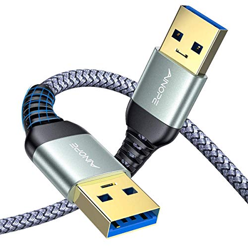 AINOPE USB to USB Cable, 1.5FT*2Pack USB 3.0 A to A Male to Male Cable [Never Rupture] Double End Type A Cord for Data Transfer, Compatible with Hard Drive Enclosures, Laptop Cooler, KVM, DVD Player - color: Grey, size: 1.5FT+1.5FT