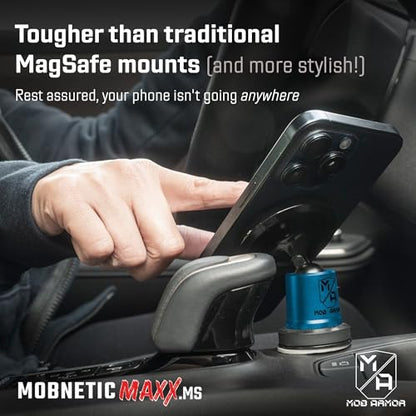 Mob Armor MobNetic Maxx MS - MagSafe Compatible Car Phone Mount w/ 90º Tilt, 360º Rotation & Durable Aluminum Build, Magnetic Holder for iPhone & Android Devices, USA Assembled - Blue - color: Blue